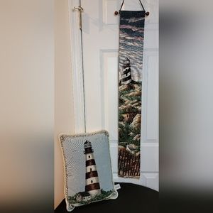 Riverdale Tapestry Lighthouse‎ Throw Pillow & Harbor Lights Tapestry